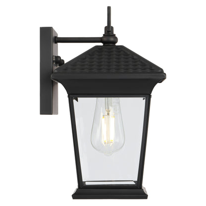 Zeldin 32cm Black Lantern with Glass Panel Coach Light