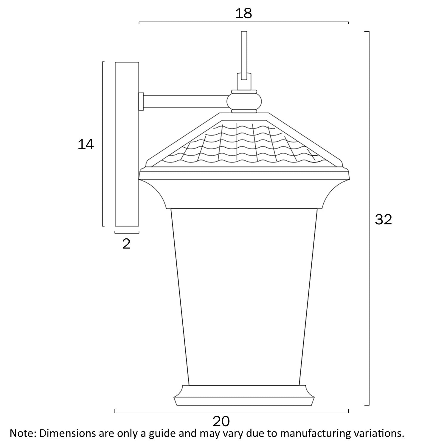 Zeldin 32cm Black Lantern with Glass Panel Coach Light