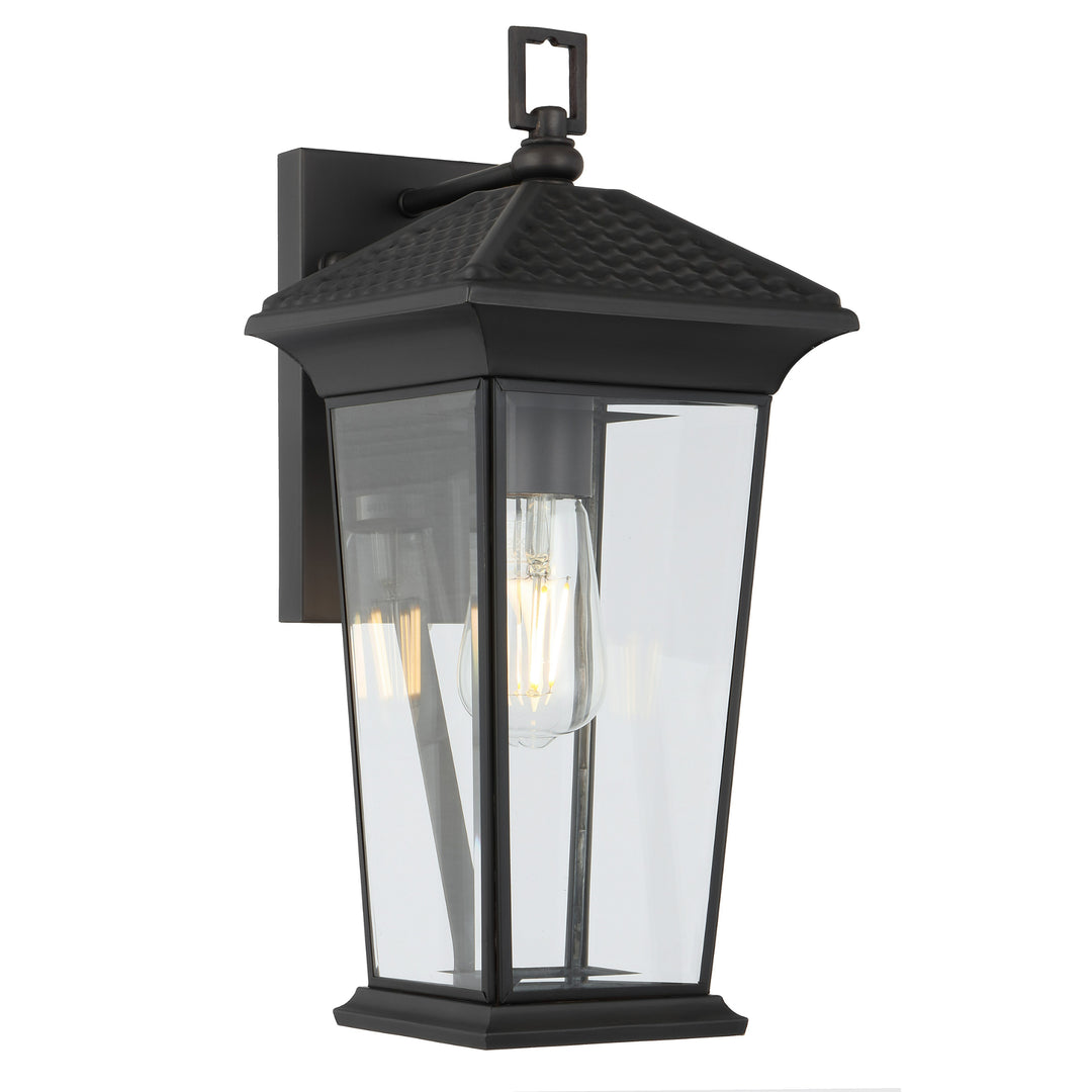 Zeldin 40cm Black Lantern with Glass Panel Coach Light