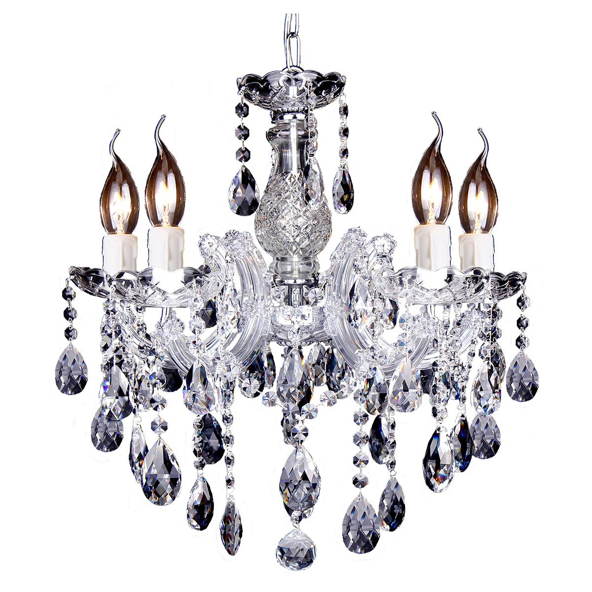 Zurich 5 Light Chrome Crystal Traditional Pendant Chandelier
