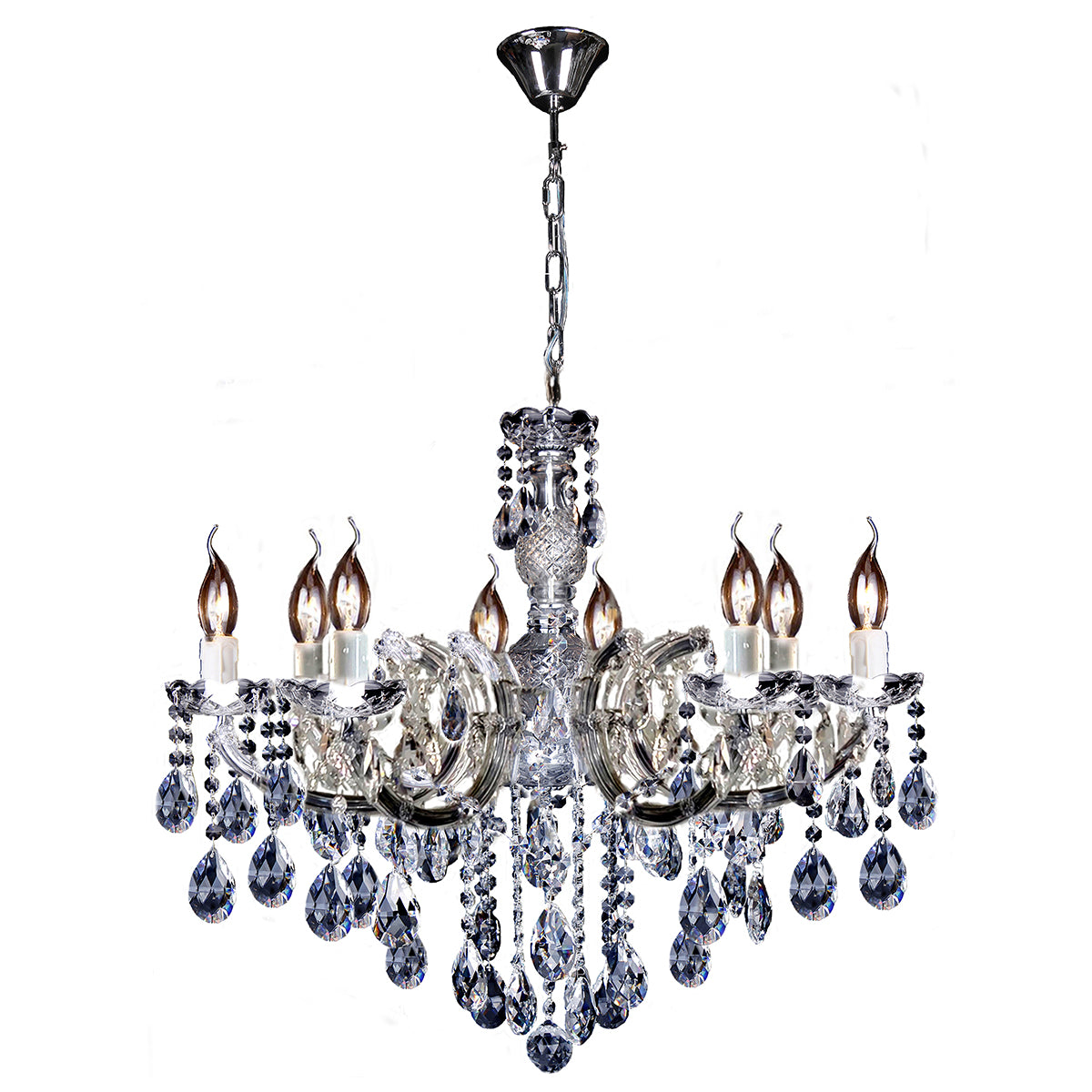 Zurich 8 Light Chrome Crystal Traditional Pendant Chandelier