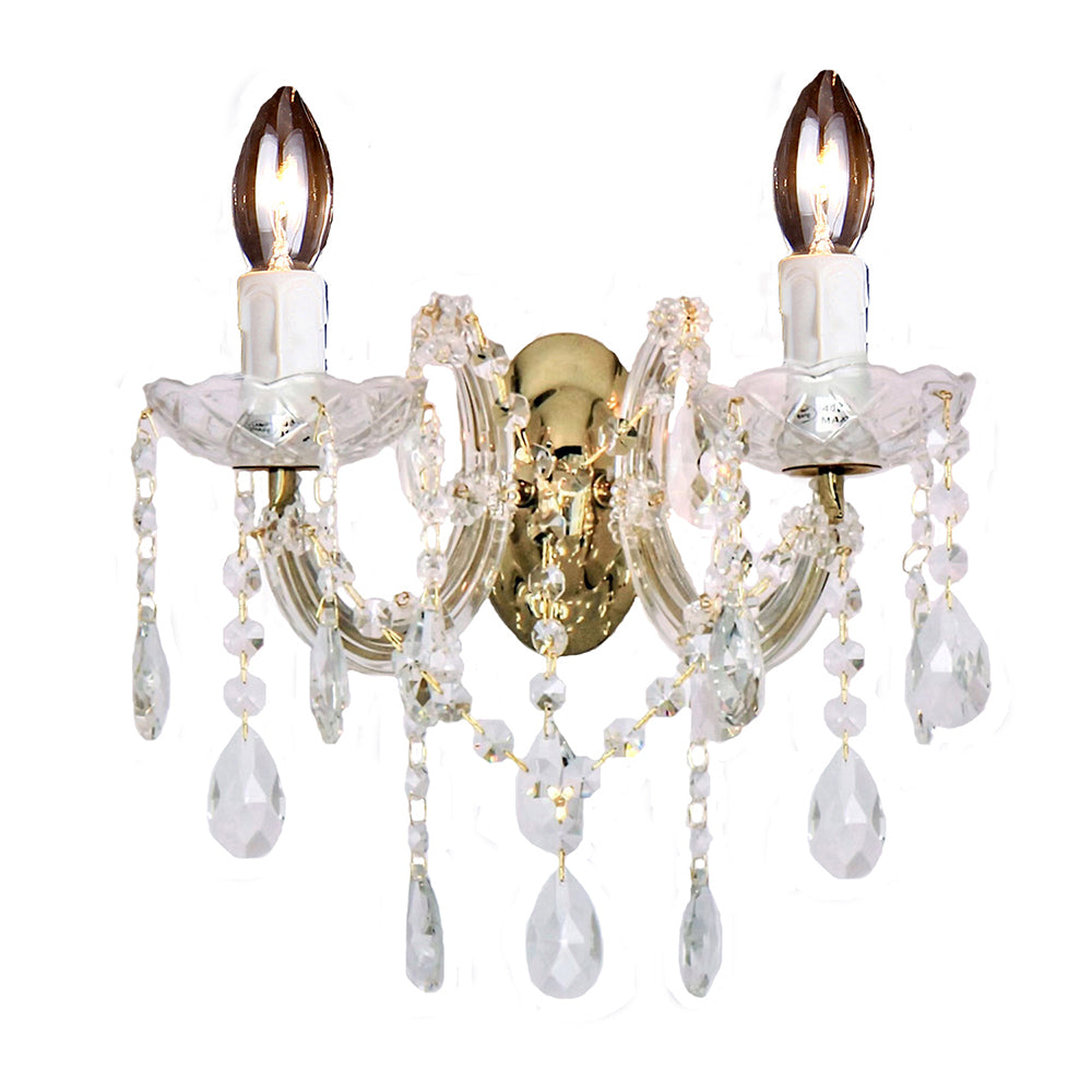 Zurich 2 Light Gold Crystal Traditional Wall Light