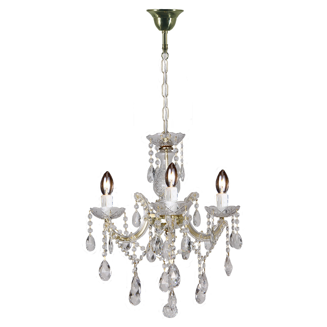 Zurich 3 Light Gold Crystal Traditional Pendant Chandelier