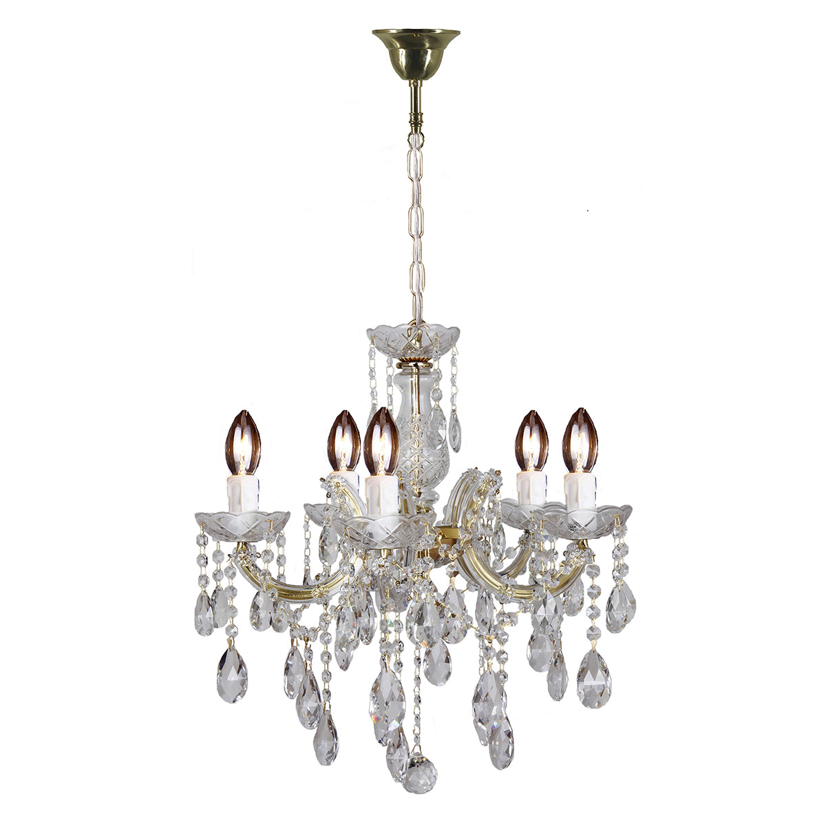 Zurich 5 Light Gold Crystal Traditional Pendant Chandelier