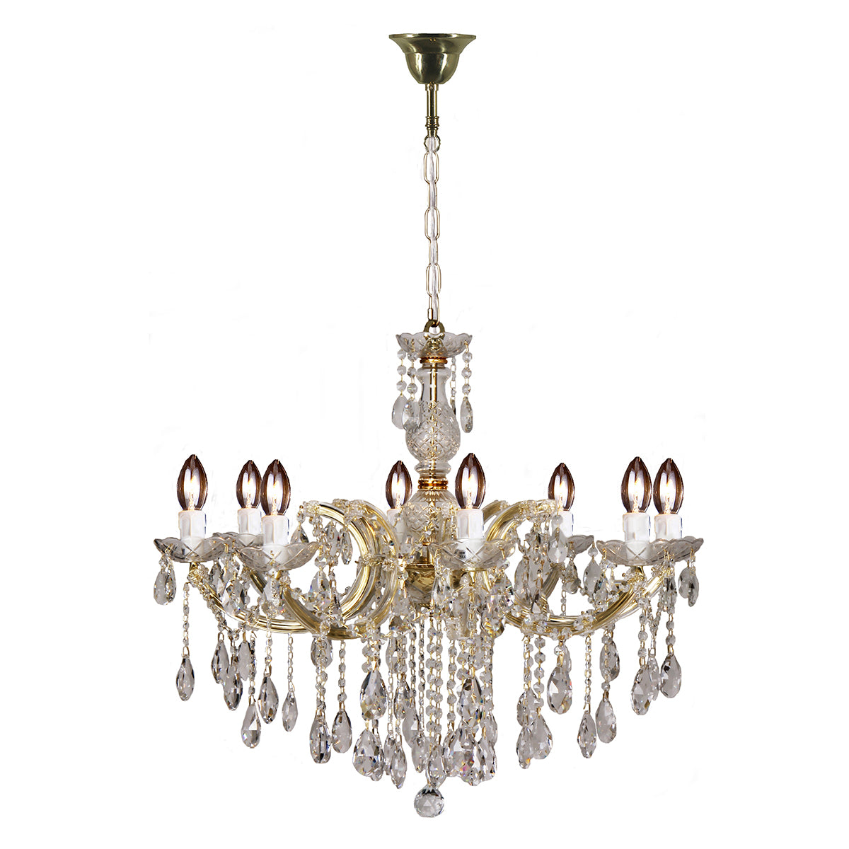 Zurich 8 Light Gold Crystal Traditional Pendant Chandelier