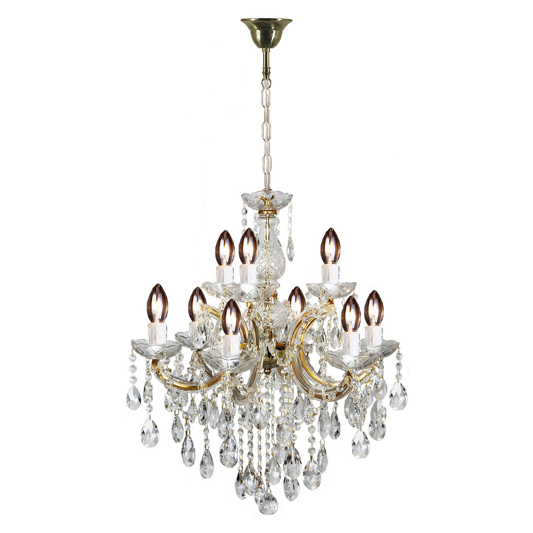 Zurich 9 Light Gold Crystal Traditional Pendant Chandelier