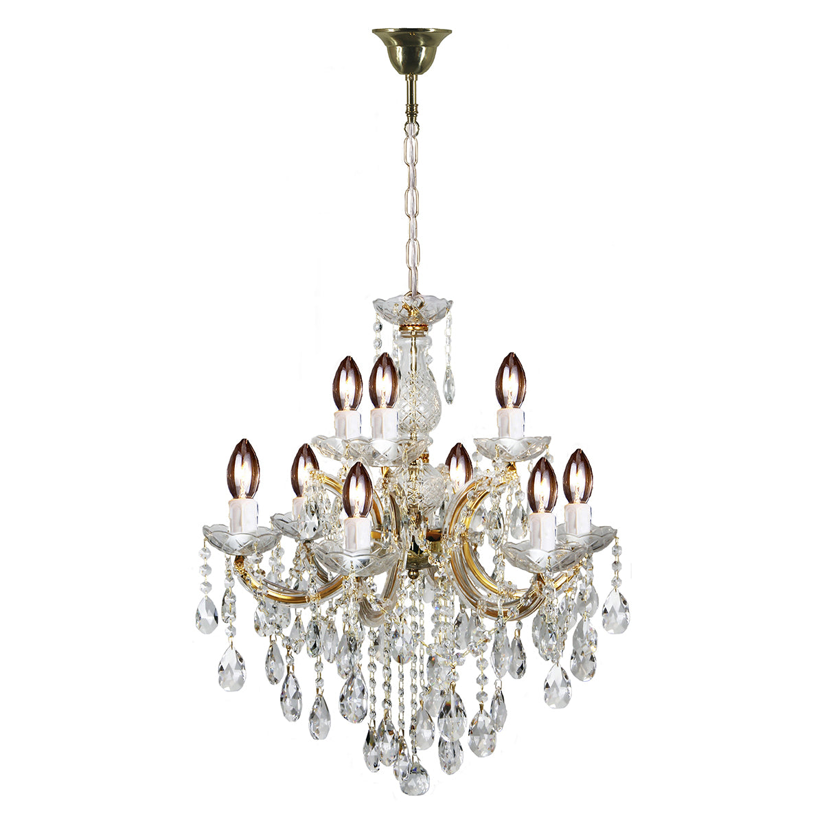 Zurich 9 Light Gold Crystal Traditional Pendant Chandelier