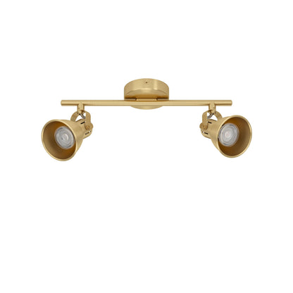 Seras Brushed Brass 2 Light Modern Industrial GU10 Spotlight