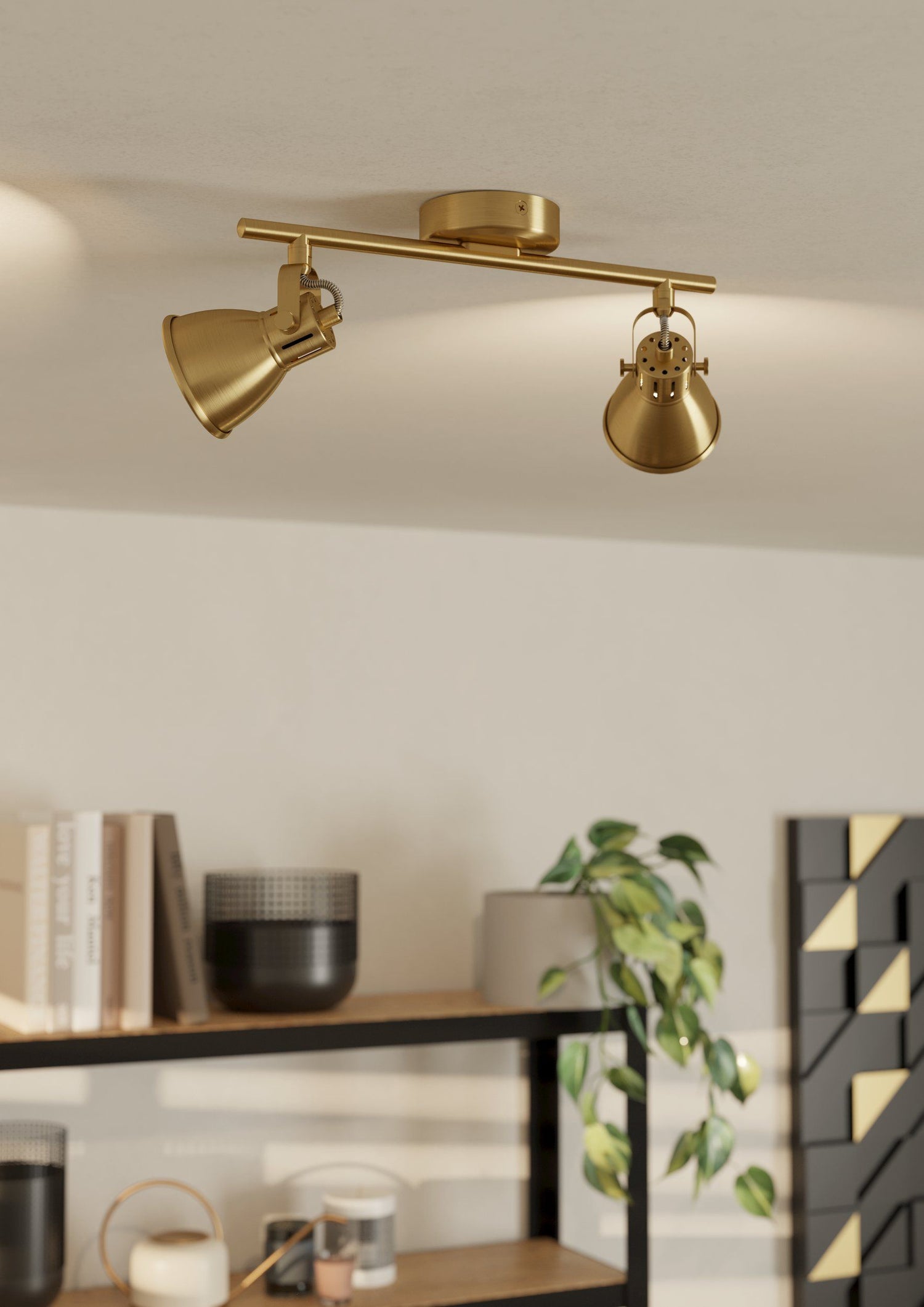 Seras Brushed Brass 2 Light Modern Industrial GU10 Spotlight