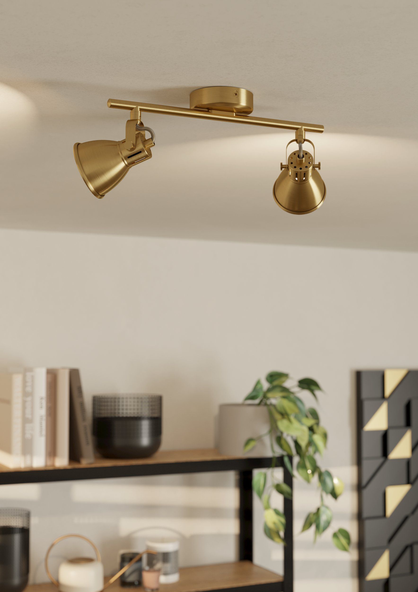 Seras Brushed Brass 2 Light Modern Industrial GU10 Spotlight