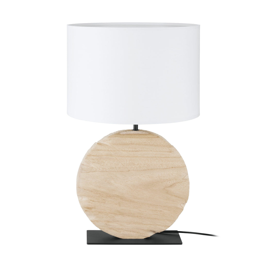 Contessore Round White and Timber Contemporary Table Lamp