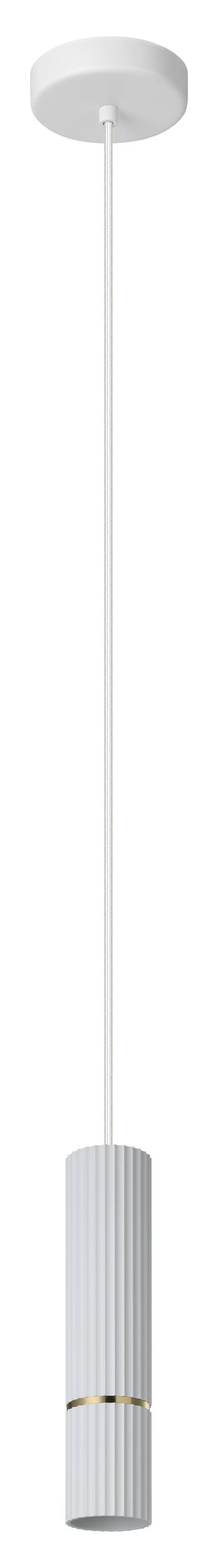 Caminia 1 Light White and Brass Modern Slimline Pendant