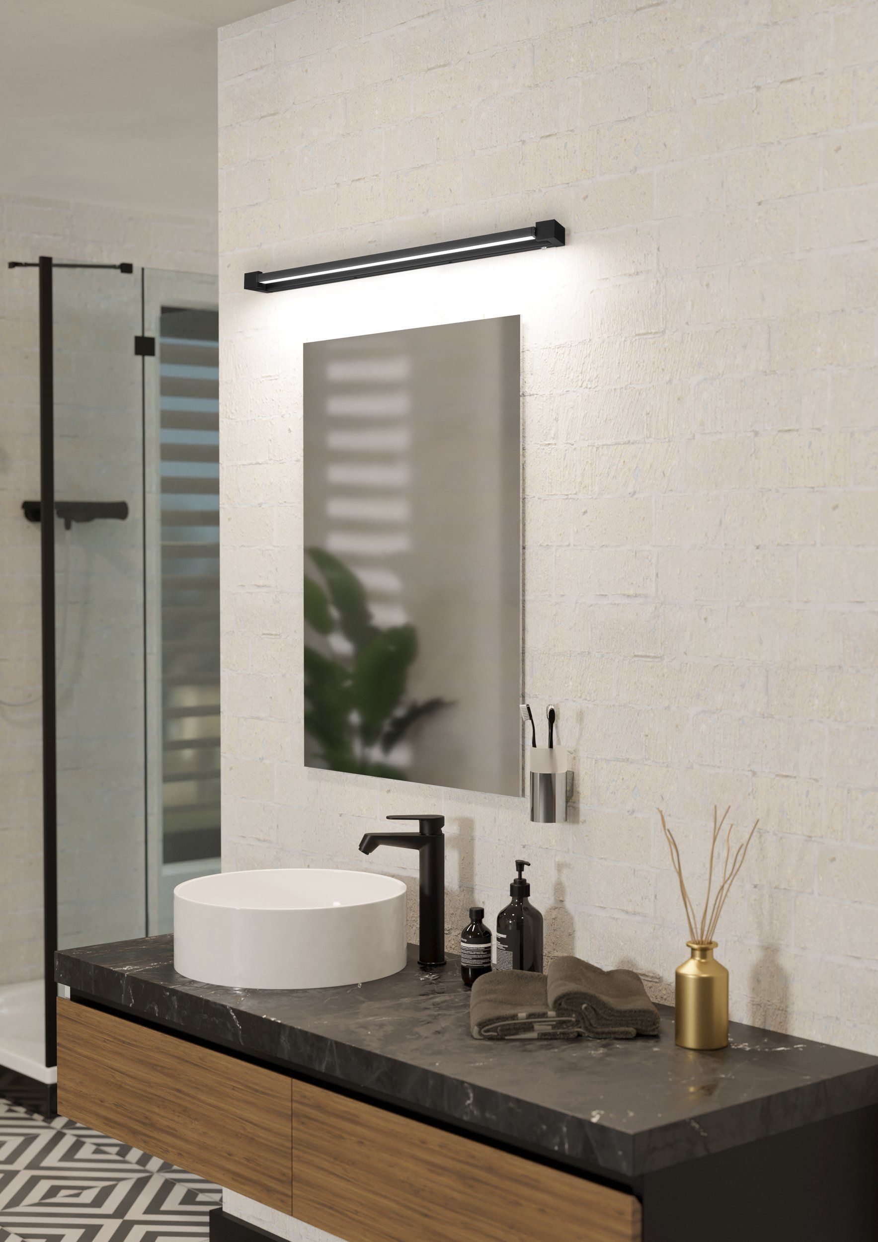 Gemiliana 78cm 20w Black Tri-Colour LED Vanity Light