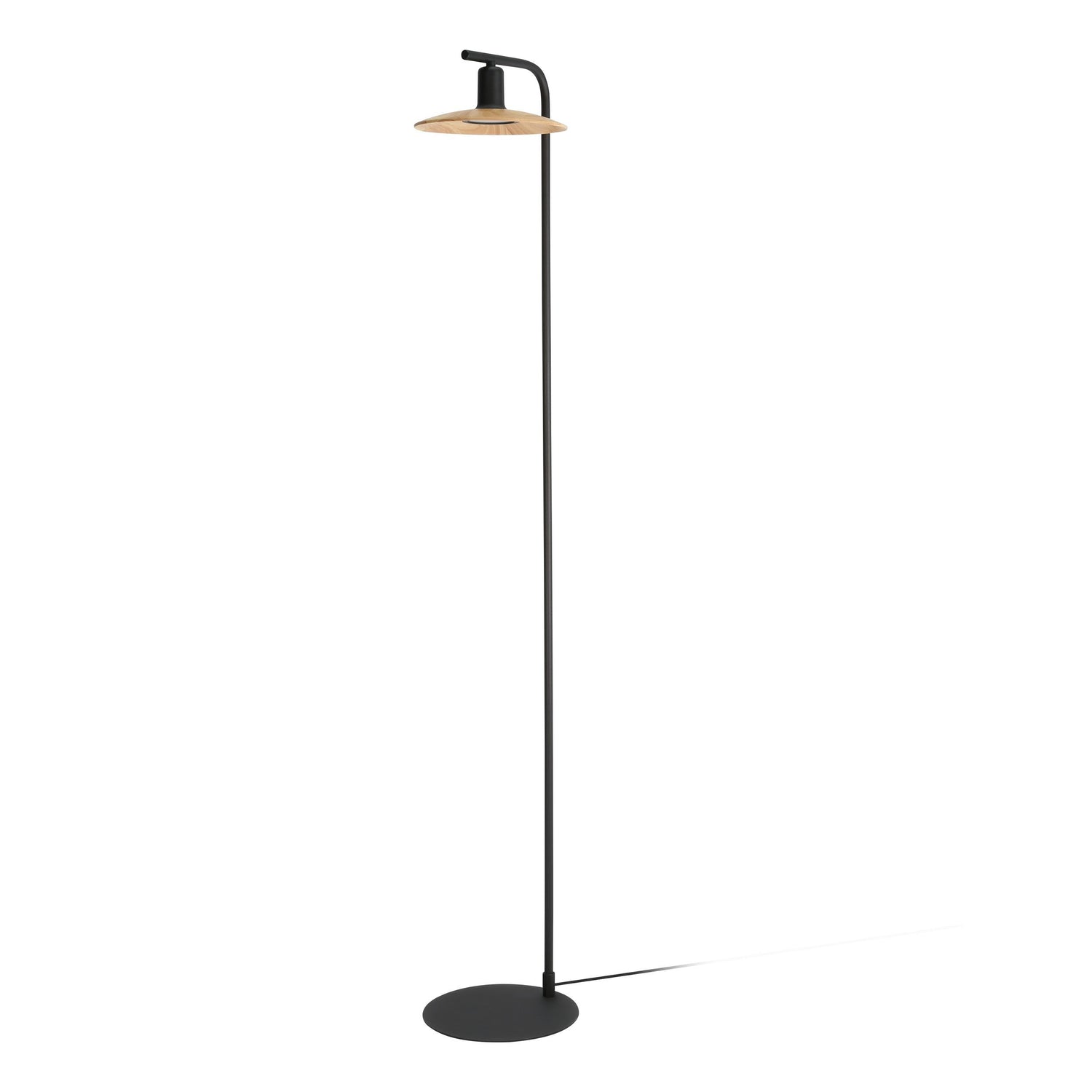 Mayazes Black and Timber Modern Floor Lamp