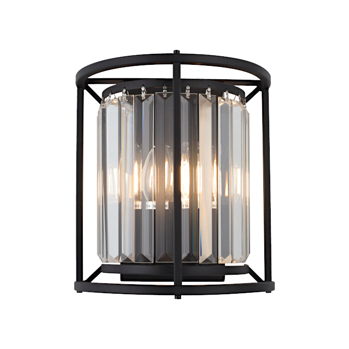 Amelia 2 Light Black Crystal Traditional Wall Light