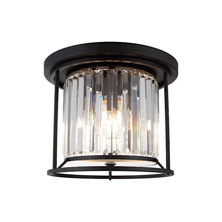 Amelia 3 Light Black Crystal Traditional Close to Ceiling