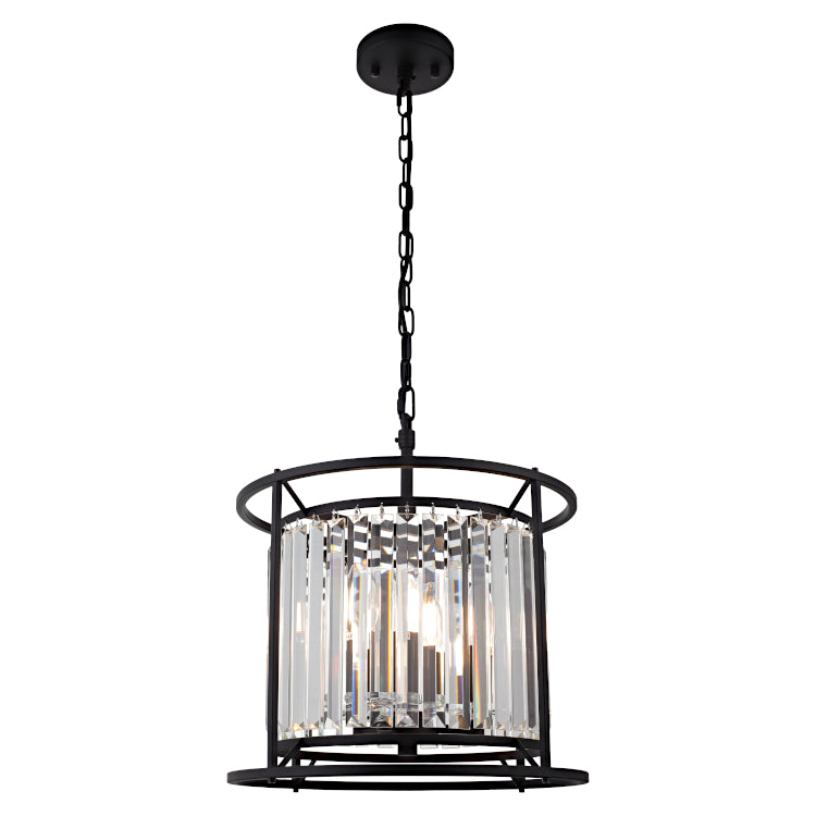 Amelia 3 Light Black Crystal Traditional Pendant