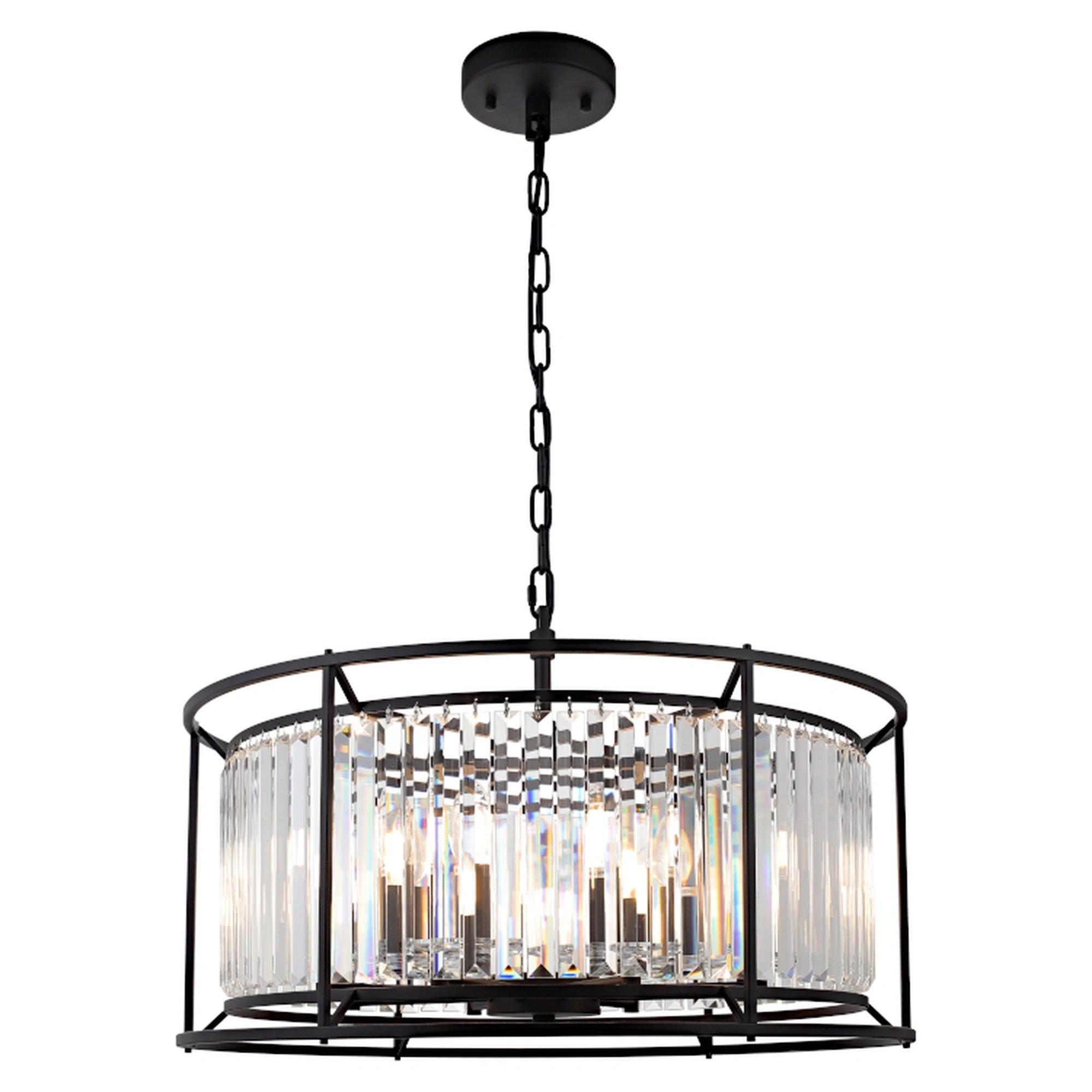 Amelia 8 Light Black Crystal Traditional Pendant