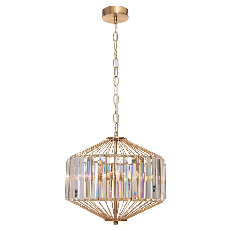 Arzano Gold 3 Light Clear Crystal Prisms Classic Pendant