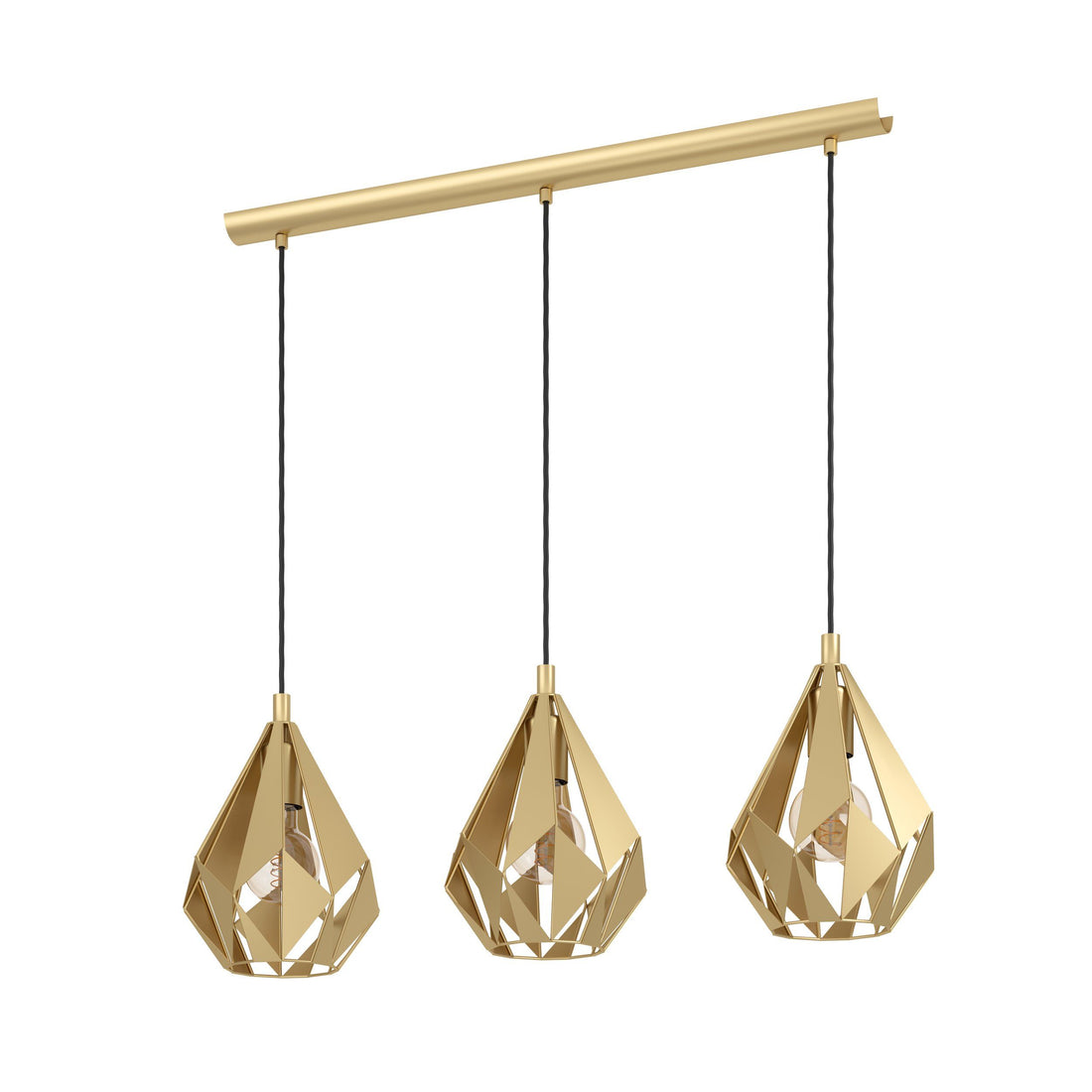 Carlton Matt Brass Small 3 Light Bar Prism Cut Pendant