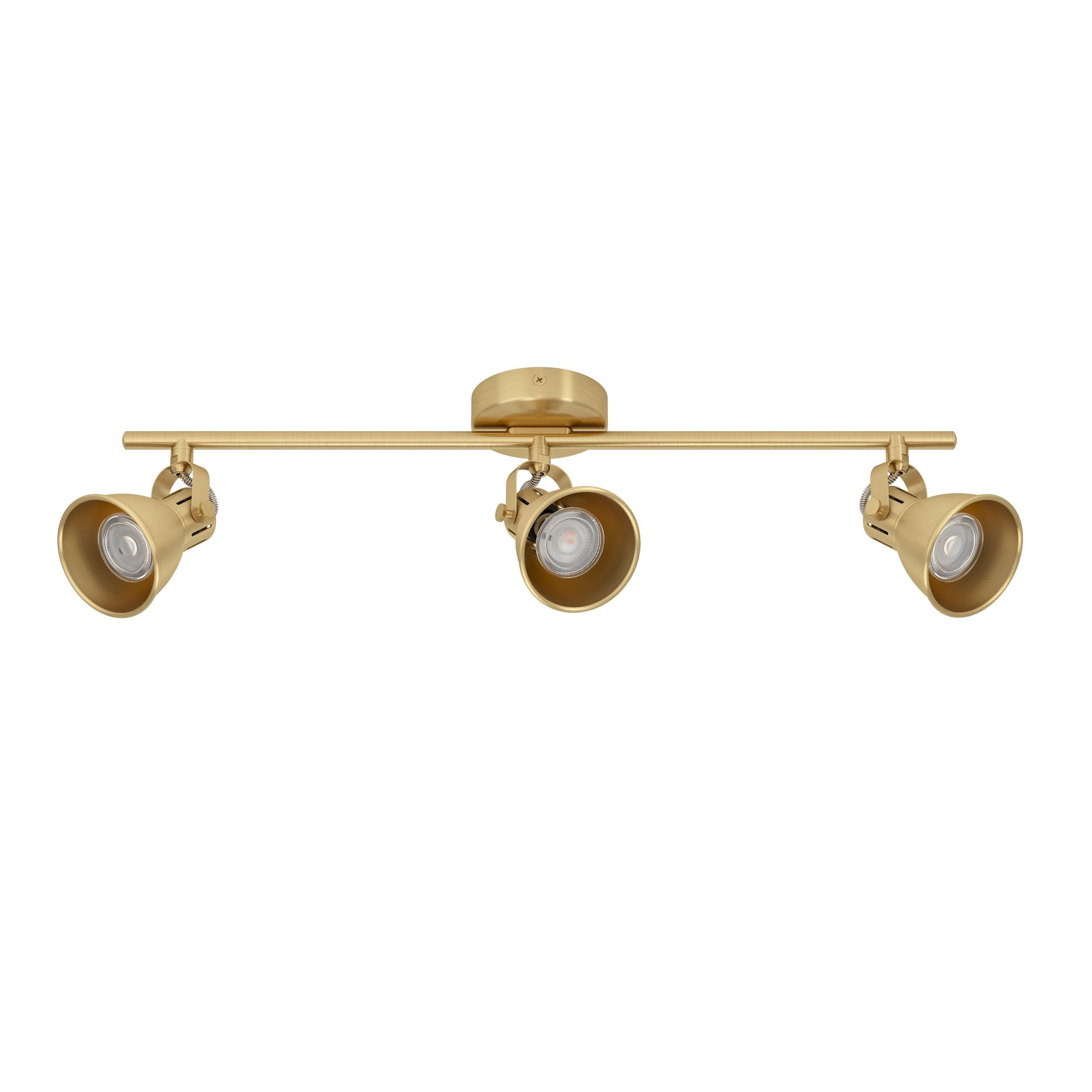 Seras Brushed Brass 3 Light Modern Industrial GU10 Spotlight