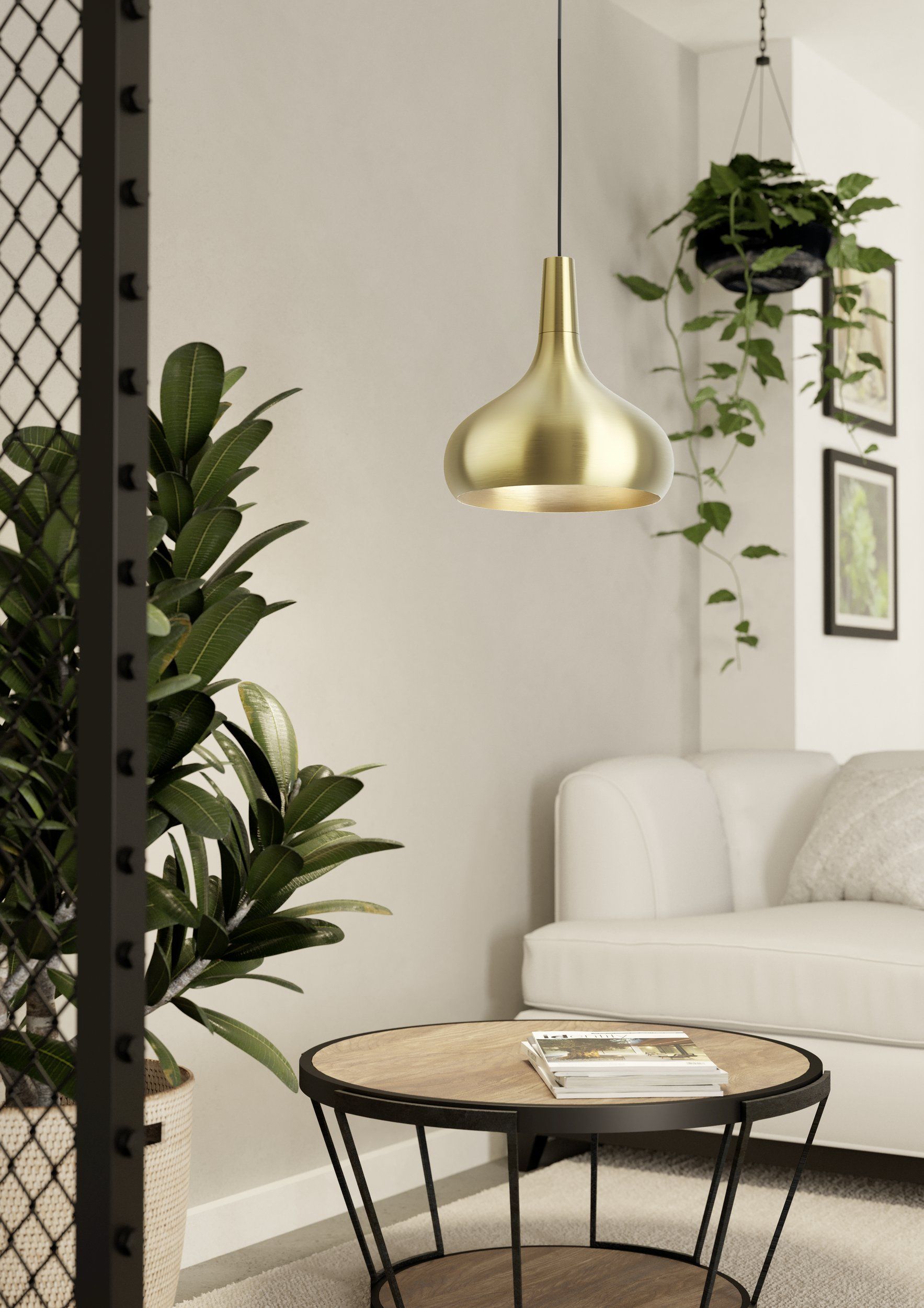 Sabinar Medium Brushed Brass Modern Pendant