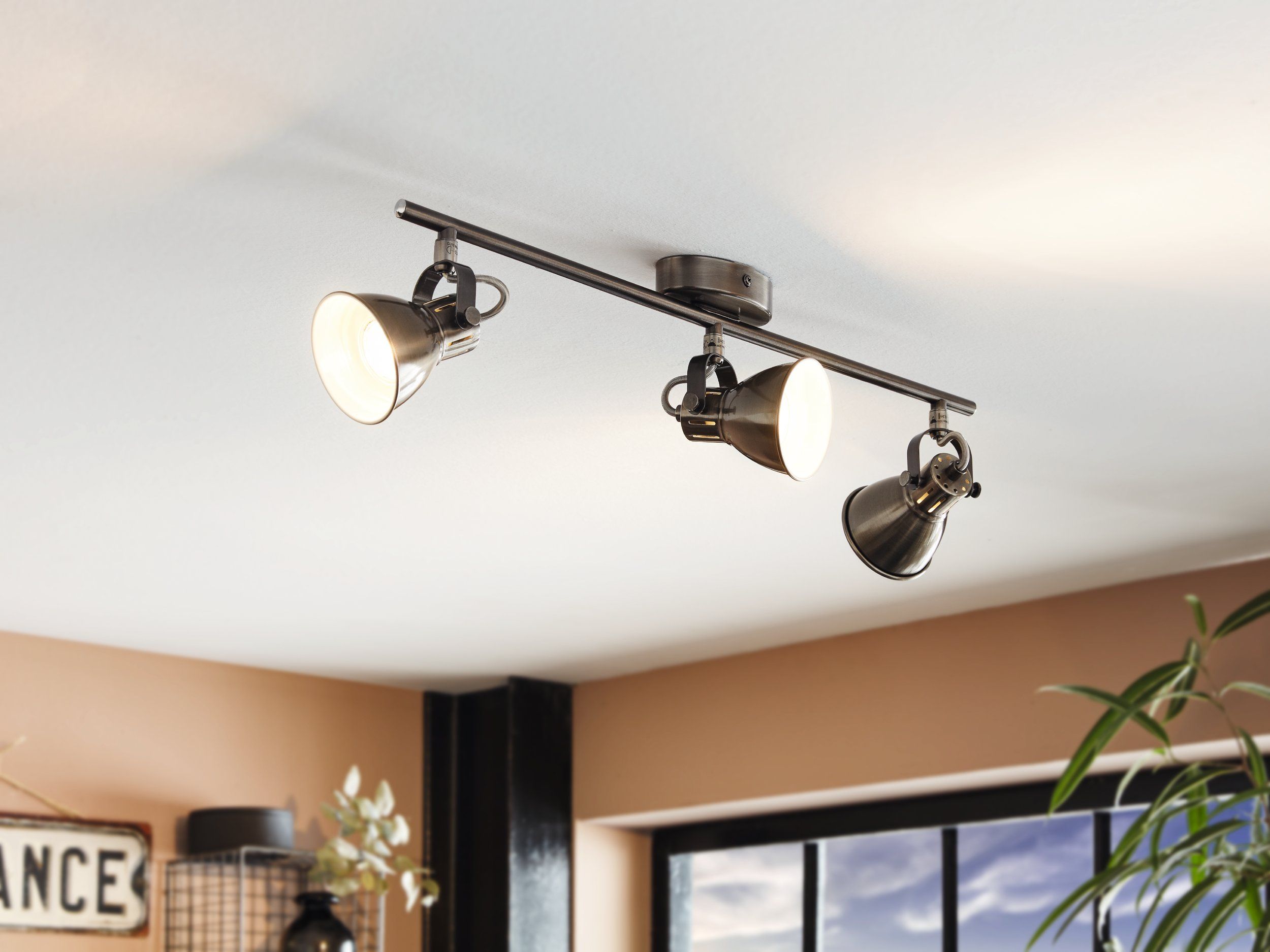 Seras Antique Bronze 3 Light Modern Industrial GU10 Spotlight