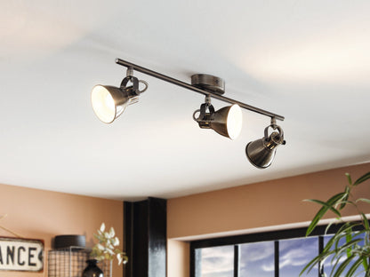 Seras Antique Bronze 3 Light Modern Industrial GU10 Spotlight