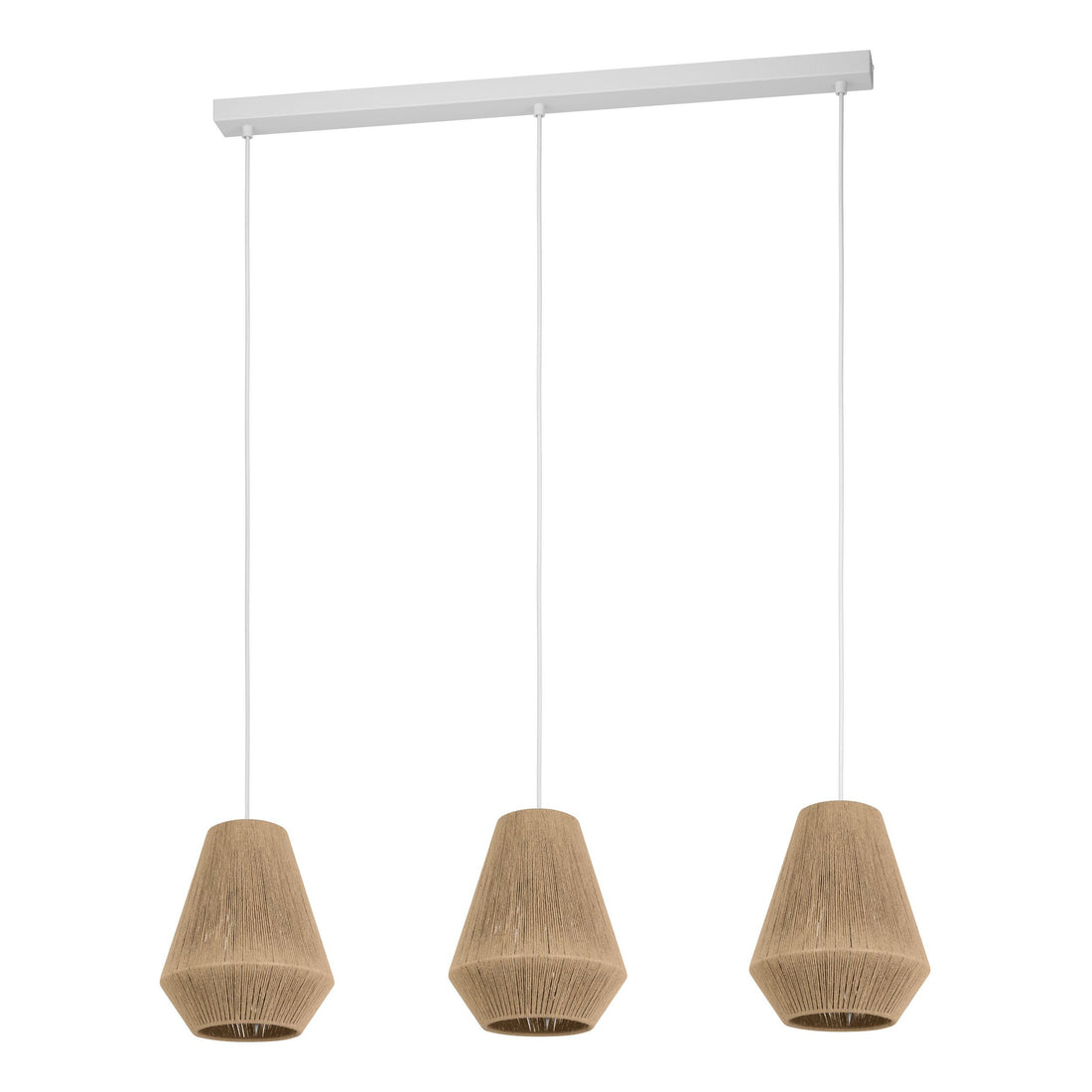 Alderney 3 Light Natural Yarn with White Linear Pendant