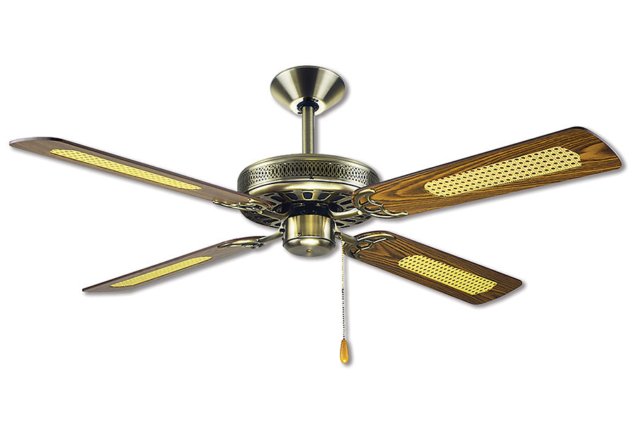 Coolah 52"/1320mm 4 Blade Antique Brass Traditional AC Motor Ceiling Fan