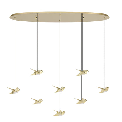 Paratebueno 8 Light Linear Brass Bird Contemporary Feature Pendant
