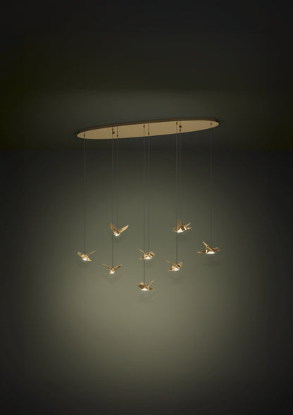 Paratebueno 8 Light Linear Brass Bird Contemporary Feature Pendant