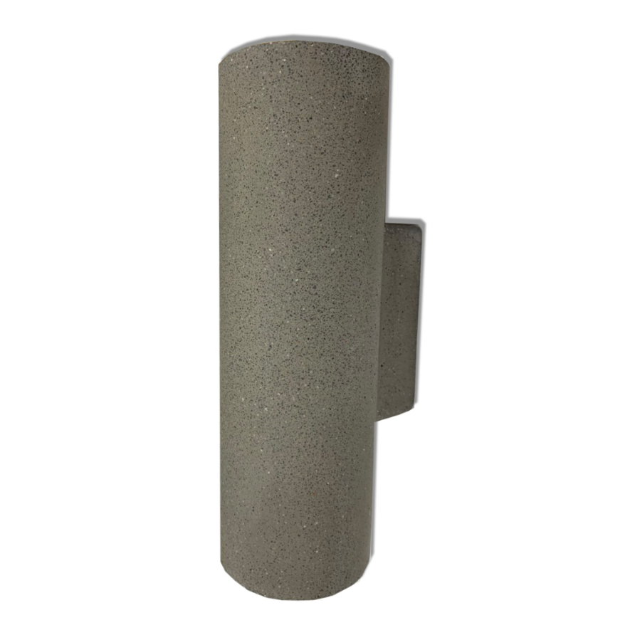 Concrete 2 Light Up/Down Grey Cylinder Pillar Exterior Wall Light