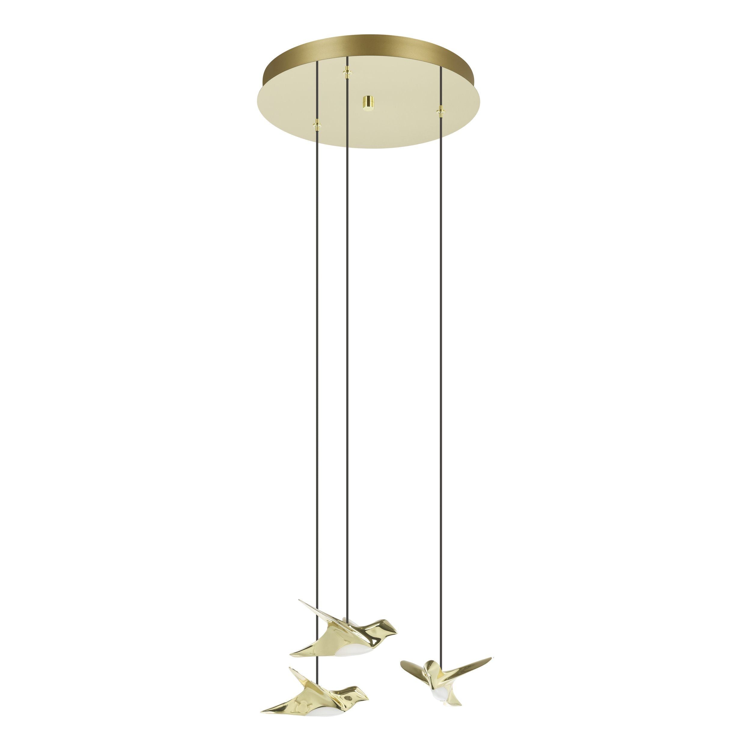 Paratebueno 3 Light Brass Bird Contemporary Feature Pendant
