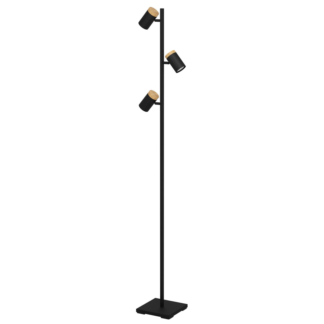 Cartagena 3 Light Black and Timber GU10 Floor Lamp