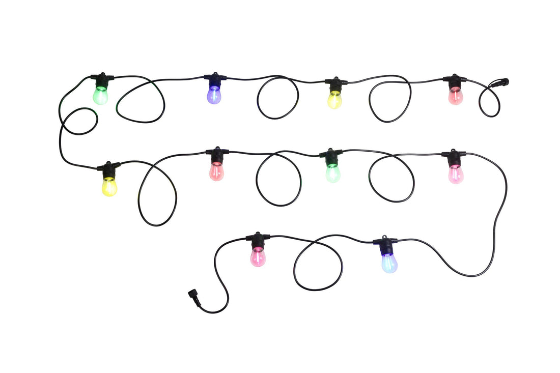 Festoon Extension Black with 10-Light Multi-Colour