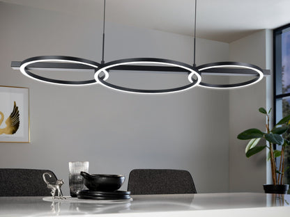 Lanacera Modern LED 3000k 3-Ring Black Pendant