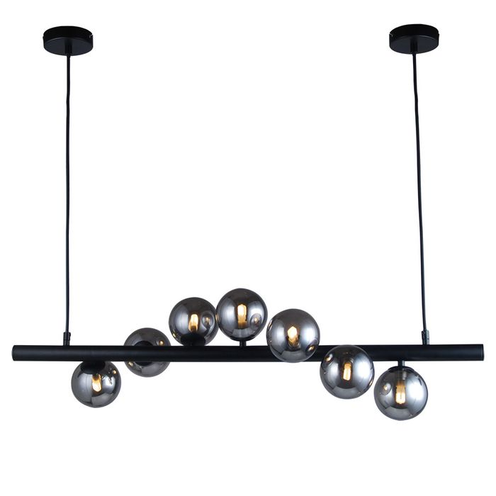 Midday 7 Light Bar Black and Smoke Glass Modern Retro Pendant
