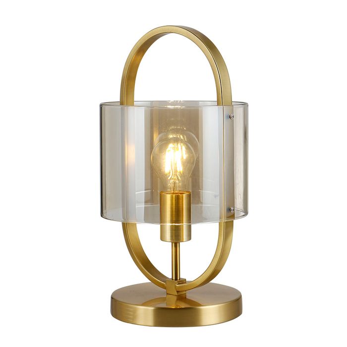 Dynamic Gold with Cognac Glass Modern Industrial Table Lamp