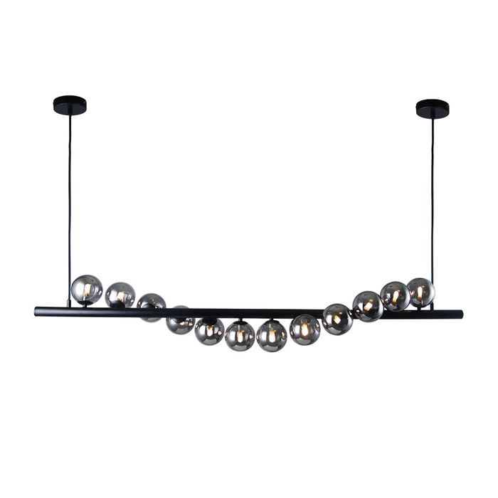 Midday 12 Light Bar Black and Smoke Glass Modern Retro Pendant
