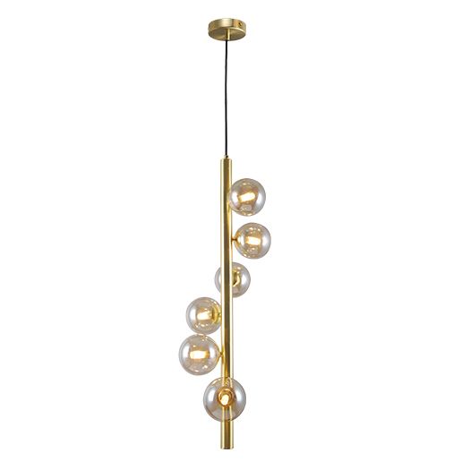 Midday 6 Light Drop Gold and Amber Glass Modern Retro Pendant