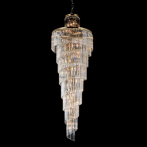 Chanel Large Gold with Clear Crystal Long Cascade Chandelier