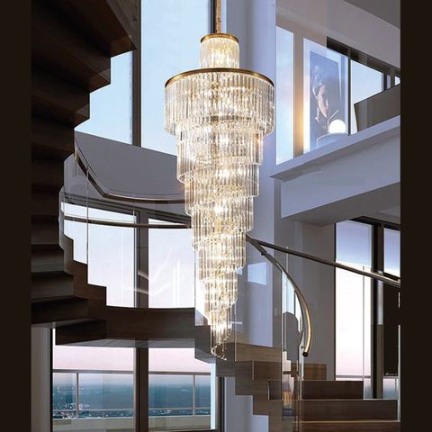 Chanel Large Gold with Clear Crystal Long Cascade Chandelier