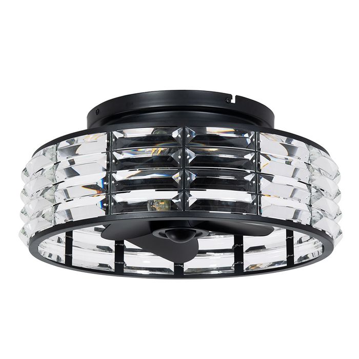 Odyssey 22"/56cm Black and Glass with LED Enclosed DC Motor Ceiling Fan