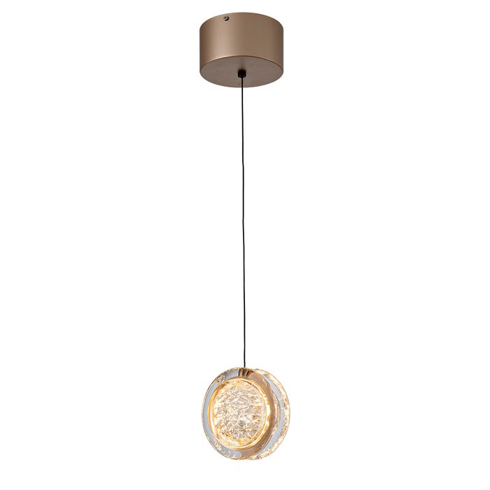 Yoyo 1 Light Gold Modern LED Tri-Colour Crystal-Look Acrylic Pendant