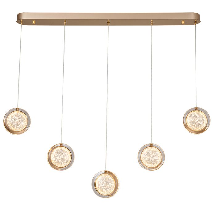 Yoyo 5 Light Bar Gold Modern LED Tri-Colour Crystal-Look Acrylic Pendant