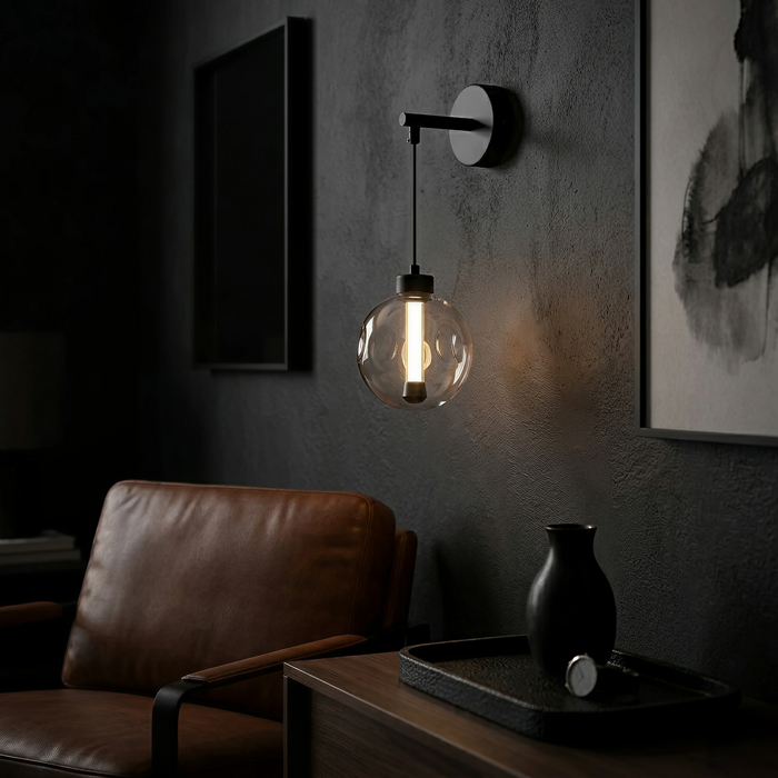 Meteor Black 1 Light LED Modern Wall Light