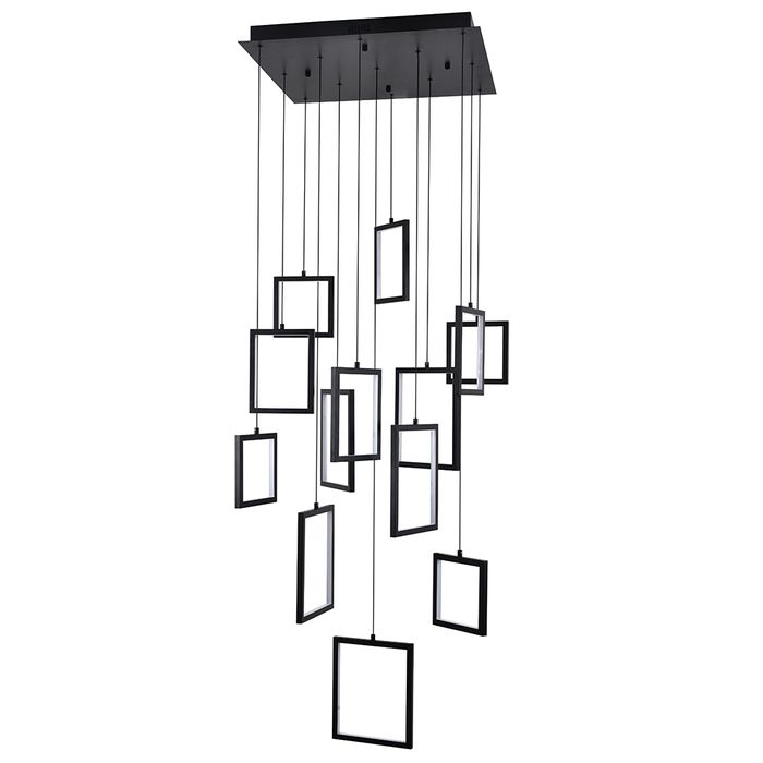 Dahli 13 Light Black 5000k Square Contemporary Pendant