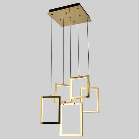 Dahli 5 Light Gold 3000k Square Contemporary Pendant