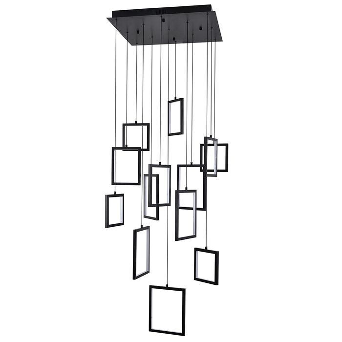 Dahli 13 Light Black 3000k Square Contemporary Pendant